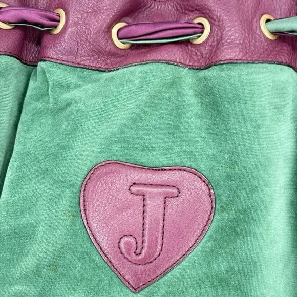 Vintage Juicy Couture Daydreamer Tote Bag Purse Royal Dog Bow Pompom Pin Charm - Picture 4 of 11